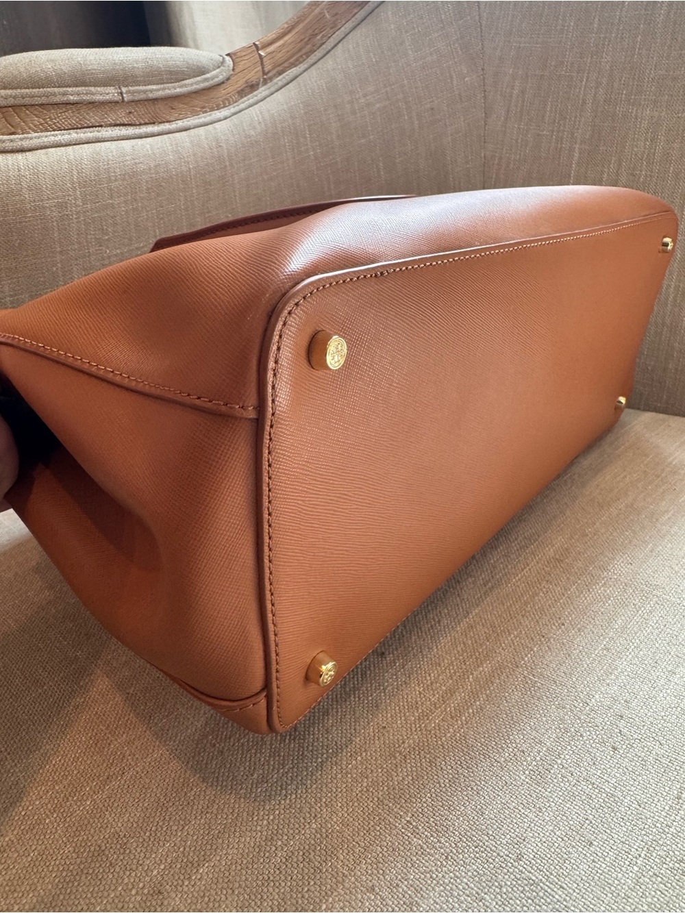 Tory Burch Cognac Leather Satchel with Detachable Strap - Picture 6 of 10